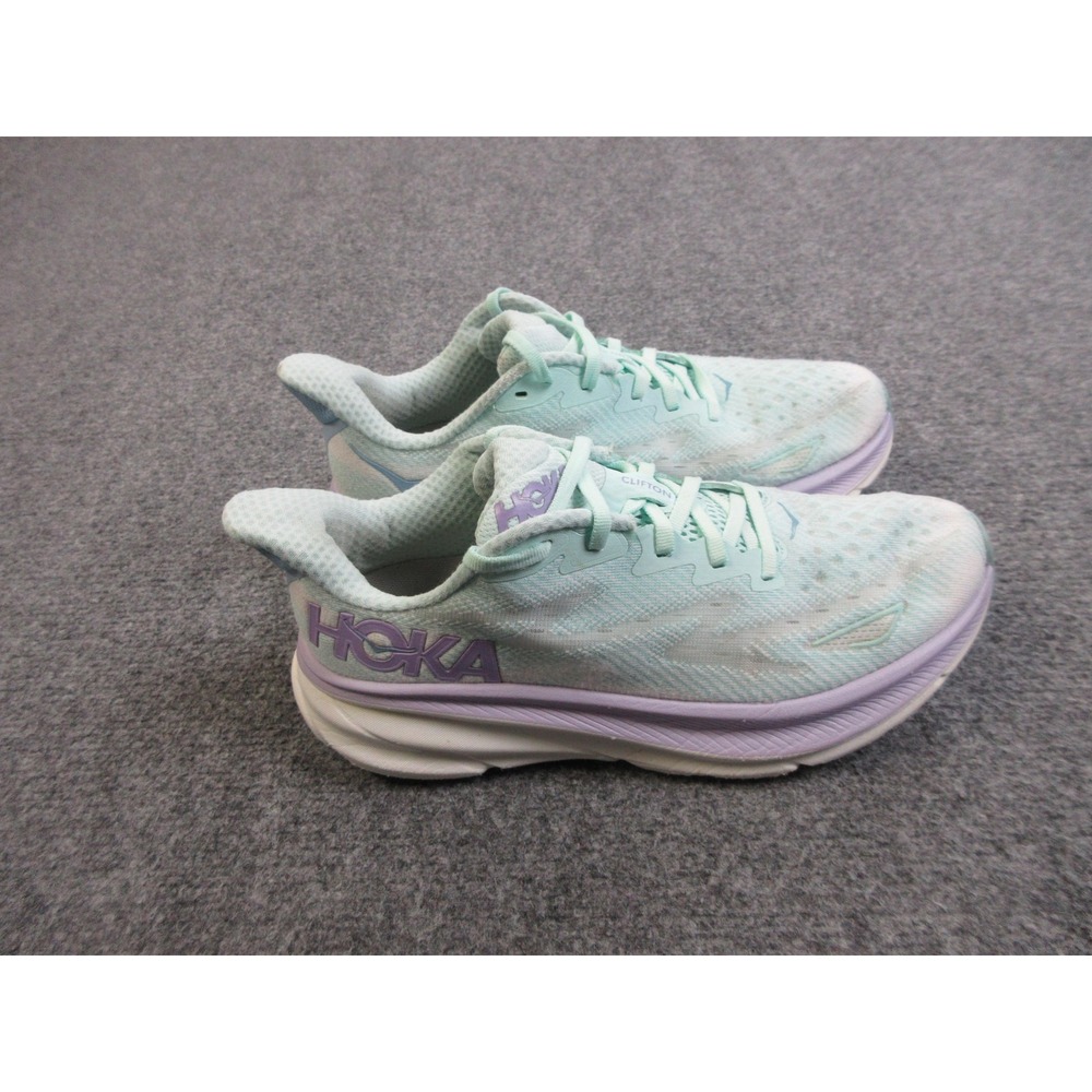 Hoka One One Clifton 9 Shoes Womens Size 8 Green Running Sneakers 1127896 SOLM